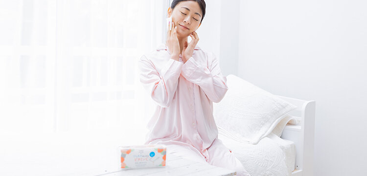 化粧水をつけてパッティングすると、成分がじんわ~りと溶け出てきます。
